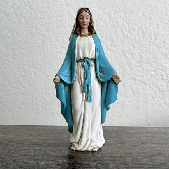 Virgin Mary Figurine Statue | 4.25" Catholic Religious Decor | Mother of God - Picture 4 of 13